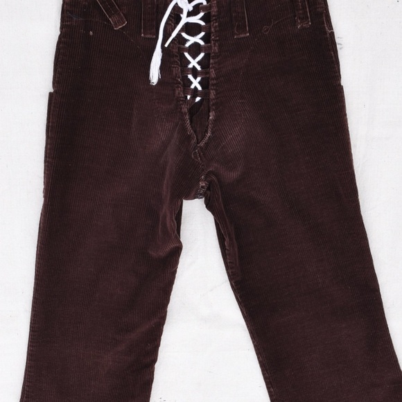 Vintage Brown Y2K Super Low Rise Lace up Pants - Picture 2 of 2